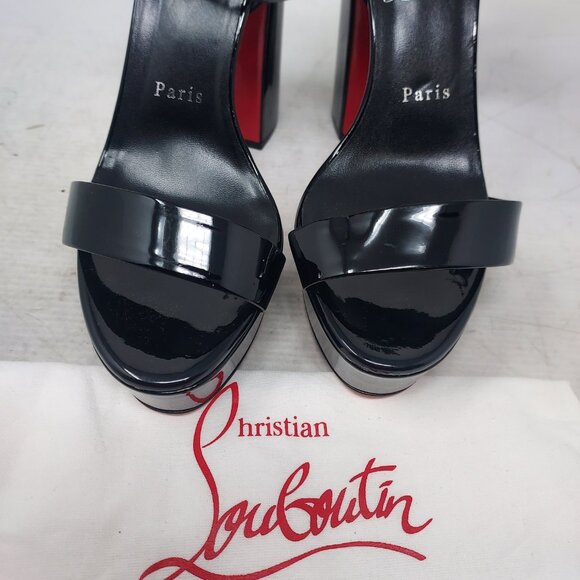 Christian Louboutin Movida Sabina Black Patent Platform Sandal - Picture 9 of 11